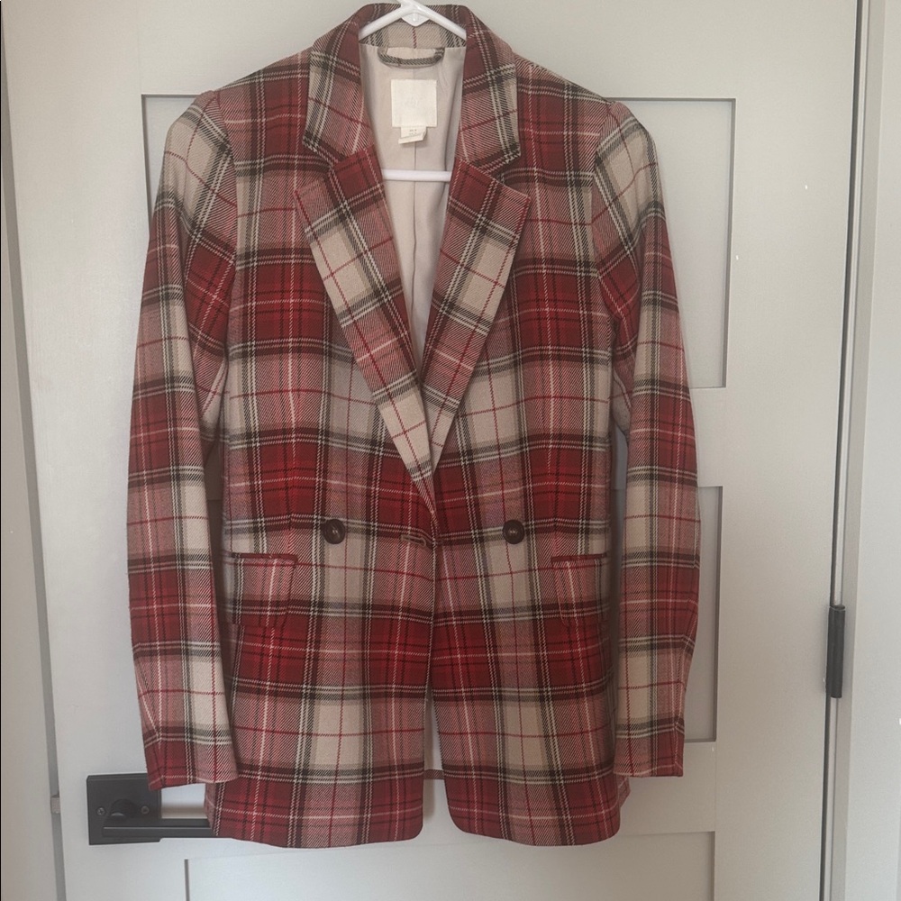 Hm Red Plaid Blazer